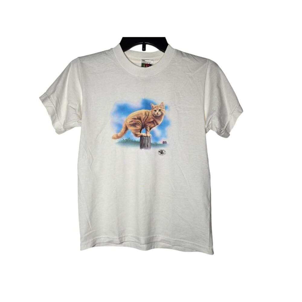 Vintage Kids Cat Graphic Short Sleeve T-Shirt Size 10/12‎ Activewear by J Tepler